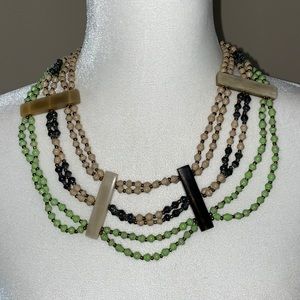 Vintage Newspaper Bead Necklace by Teng Yue